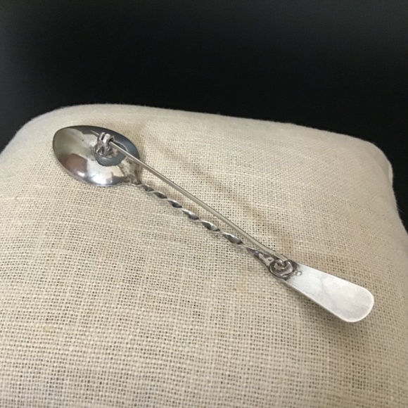 Sterling Silver Vintage Spoon Brooch Pin - Picture 8 of 15
